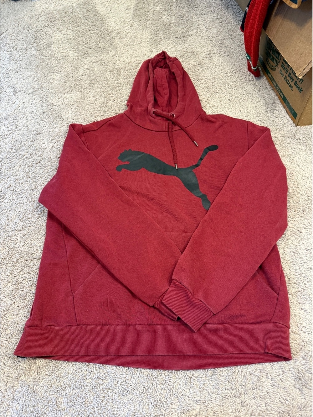 Puma XL Red Hoodie Sweatshirt with Black Puma Logo